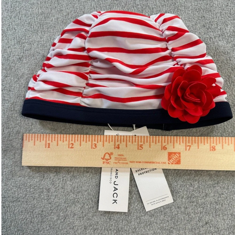 Janie and Jack‎ Swim Turban Kids 2T-3 Red White Striped NWT UPF 50+ Sun Hat